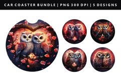 Owl Keychain And Car Coaster Sublimation Design Product Image 1