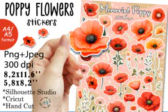 Memorial day Stickers, Poppy Flowers PNG/JPEG Product Image 1