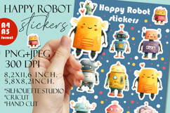 Robot Stickers, Cute Robot Clipart, Kids Robot PNG Product Image 1