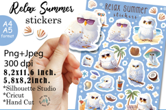 Summer Style Relax Owl Stickers|PNG|JPEG Product Image 1