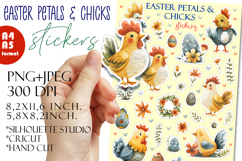 Easter Stickers, Floral Chick Pack, Printable PNG Product Image 1