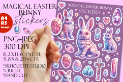 Easter Bunny Stickers, Cute Magical Bunny Clipart, Fantasy Product Image 1