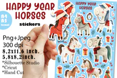CHRISTMAS Horses Stickers |Png/Jpeg Print and cut Product Image 1