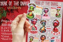 Year of the Snake Stickers |Png/Jpeg Print and cut Product Image 1