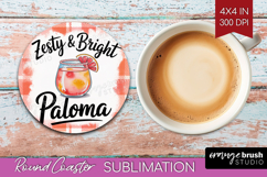 Paloma Cocktail Round Coaster Summer Drink Coaster PNG Product Image 1