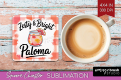 Paloma Cocktail Square Coaster Summer Drink Coaster PNG Product Image 1
