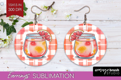 Paloma Cocktail Round Earrings Summer Drink PNG Sublimation Product Image 1