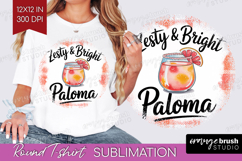 Paloma Cocktail Round Tshirt Background Summer Drink PNG Product Image 1