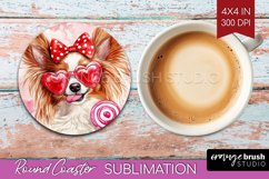 Papillon Valentine Round Coaster Valentines Day Coaster PNG Product Image 1