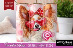 Papillon Valentine Tumbler Wrap Valentines Day Tumbler PNG Product Image 1