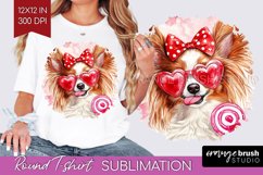 Papillon Valentine Round Tshirt Background Valentines Day Product Image 1