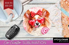 Papillon Valentine Car Coaster Valentines Day Coaster PNG Product Image 1