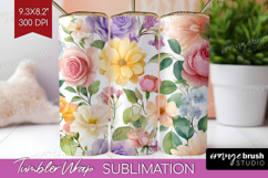 Pastel Flowers Tumbler Wrap - Summer Tumbler PNG Sublimation Product Image 1