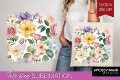 Pastel Flowers Tote Bag - Summer Tote Bag PNG Sublimation Product Image 1