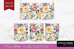 Pastel Flowers Mug Wrap - Summer Mug PNG Sublimation Product Image 1