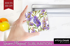 Pastel Flowers Magnet Sublimation - Summer Square Magnet PNG Product Image 1