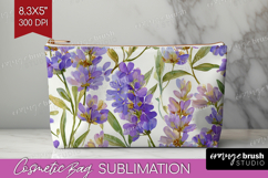 Pastel Flowers Cosmetic Bag - Summer Makeup Bag PNG Product Image 1