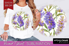 Pastel Flowers Round Tshirt Background - Summer PNG Product Image 1
