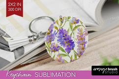 Pastel Flowers Keychain PNG - Summer Keychain Sublimation Product Image 1