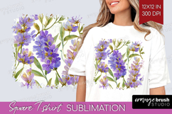 Pastel Flowers Square Tshirt Background - Summer PNG Product Image 1