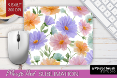 Pastel Flowers Mouse Pad Sublimation - Summer Mousepad PNG Product Image 1