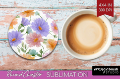 Pastel Flowers Round Coaster - Summer Coaster PNG Product Image 1