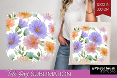 Pastel Flowers Tote Bag - Summer Tote Bag PNG Sublimation Product Image 1