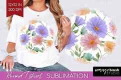 Pastel Flowers Round Tshirt Background - Summer PNG Product Image 1