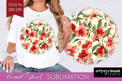 Pastel Flowers Round Tshirt Background - Summer PNG Product Image 1