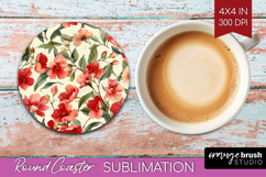 Pastel Flowers Round Coaster - Summer Coaster PNG Product Image 1