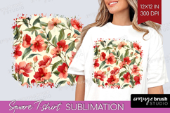 Pastel Flowers Square Tshirt Background - Summer PNG Product Image 1