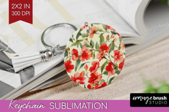 Pastel Flowers Keychain PNG - Summer Keychain Sublimation Product Image 1