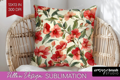 Pastel Flowers Pillow Sublimation - Summer Pillow Cover PNG Product Image 1