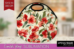 Pastel Flowers Lunch Bag - Summer Lunch Bug PNG Sublimation Product Image 1