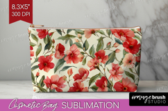 Pastel Flowers Cosmetic Bag - Summer Makeup Bag PNG Product Image 1