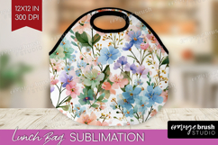 Pastel Flowers Lunch Bag - Summer Lunch Bug PNG Sublimation Product Image 1