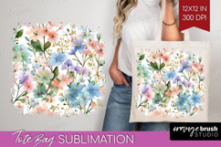 Pastel Flowers Tote Bag - Summer Tote Bag PNG Sublimation Product Image 1
