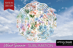 Pastel Flowers Wind Spinner Sublimation PNG - Summer Round Product Image 1