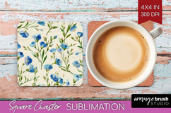 Pastel Flowers Square Coaster - Summer Coaster PNG Product Image 1