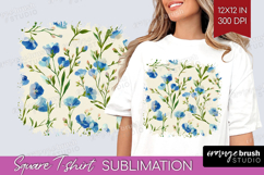 Pastel Flowers Square Tshirt Background - Summer PNG Product Image 1