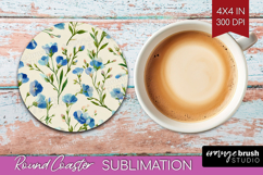 Pastel Flowers Round Coaster - Summer Coaster PNG Product Image 1