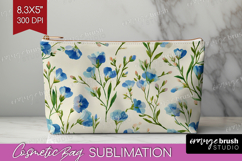 Pastel Flowers Cosmetic Bag - Summer Makeup Bag PNG Product Image 1