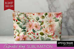 Pastel Flowers Cosmetic Bag - Summer Makeup Bag PNG Product Image 1
