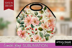 Pastel Flowers Lunch Bag - Summer Lunch Bug PNG Sublimation Product Image 1