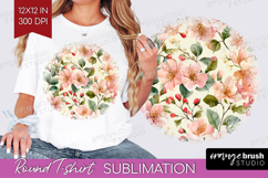 Pastel Flowers Round Tshirt Background - Summer PNG Product Image 1