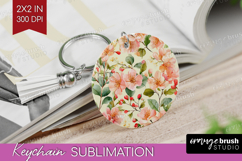 Pastel Flowers Keychain PNG - Summer Keychain Sublimation Product Image 1