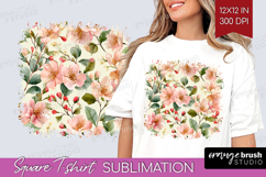 Pastel Flowers Square Tshirt Background - Summer PNG Product Image 1