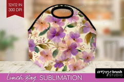 Pastel Flowers Lunch Bag - Summer Lunch Bug PNG Sublimation Product Image 1
