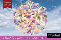 Pastel Flowers Wind Spinner Sublimation PNG - Summer Round Product Image 1