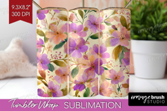 Pastel Flowers Tumbler Wrap - Summer Tumbler PNG Sublimation Product Image 1